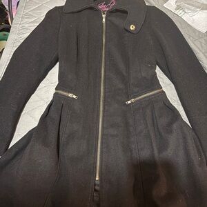 Say What? Black Trench Coat with Gold Accents